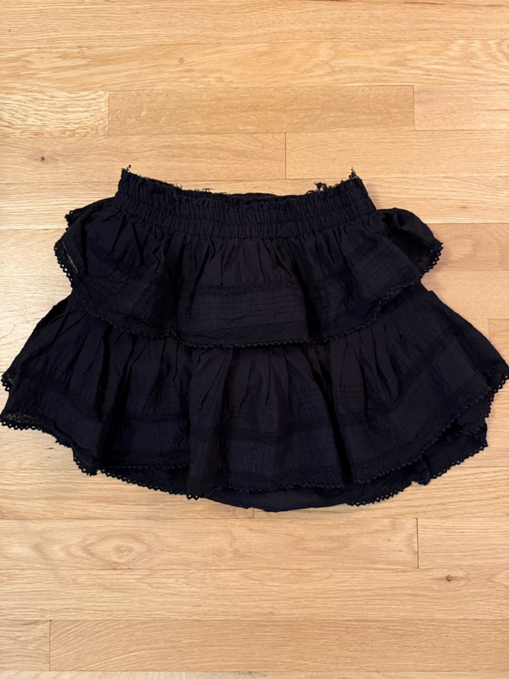 Loveshack Fancy Black Tiered Ruffle Mini Skirt - Classic Women's Skirt